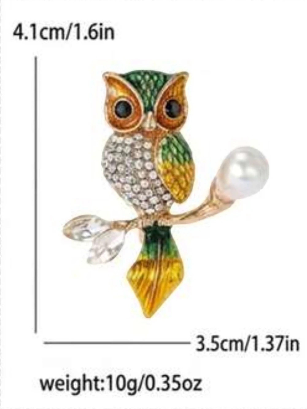 Owl Brooch Pin in Multi Color. - Picture 2 of 3